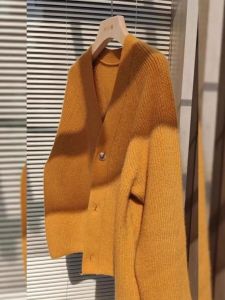 Exported to France Big Discount Store Foreign Trade Original Order Ginger Yellow Knitting Cardigan Female Fancy Soft Glutinous Sweater Outwear