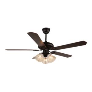 MR.LAMP | Restaurant Fan Chandelier Home Living Room Fan Light Variable Frequency Silent American Retro Wooden Leaf Ceiling Fan Light