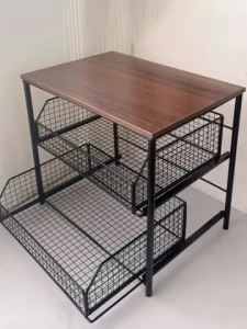 2 Layer Countertop Organizer Rack Kitchen Storage Microwave Stand with Drawers Desk Organizer Rack Coffee Machine Storage Rack Multi-Functional Microwave Rack for Kitchen Counter Pantry Office
