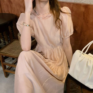 Sweet Fairy Long Dress Bubble Sleeve Slimming Waist Summer Thin New Style 2025 Elegant Ladylike A-Line Dress Casual Wear