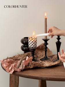 Colohunter Original Black Series Solid Wood Candle Holder Simple High-End Home Desktop Retro Decorative Ornaments