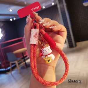 ZHENGEGE | Lucky Cat Charm Anti-Loss Red Phone Strap