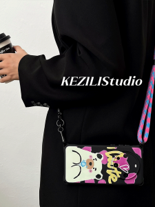 Adorable Cartoon Bear Phone Case with Adjustable Strap for Huawei Mate70Pro 16 Vivox200 Girls Honor 200 Crossbody Xiaomi 14 Handheld Rope