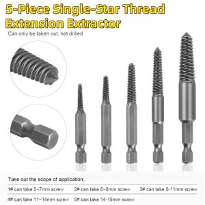 6pcs Broken Head Screw Extractor Bits Damaged Bolt Remover Hex Shank Electric Drill Center Bits
