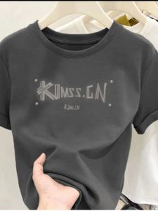 Brand Discount Womens Clothing Leak-Picking K-style Summer Cotton Short Sleeve T-shirt Small Stylish Printed Half Sleeve Tops