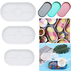 1pc Oval Coaster Silicone Mold Ashtray Cement Plaster Tray Mould DIY Crystal Polygon Epoxy Resin Casting Mold Table Craft Decor