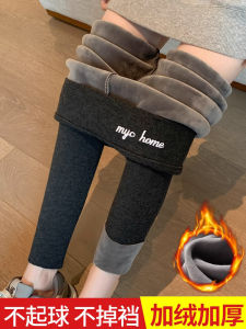 ผู้หญิง ผ้าขนแกะ เอวสูงมีซับใน หนาขึ้น ยืดได้ ฤดูใบไม้ร่วง ฤดูหนาว กางเกงกันความร้อนขายาว เลกกิ้ง ผ้าฝ้ายอุ่น กางเกงขายาว พลัสไซส์