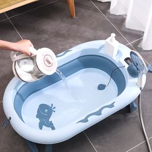 Lucky House Foldable Baby Bath Tub With Net Kids Bathing Tubs Non-Slip Bathtub Net 0-6 Year
