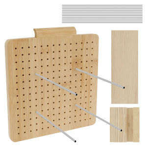 Bảng Chặn Len Móc Với 15 Ghim Thép Không Gỉ Rãnh Hình Vuông Granny Bảng Chặn Len Bằng Gỗ Dành Cho Dụng Cụ Đan Móc