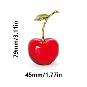 Handmade Artificial Crystal Cherry Paperweight Art Glass Figurine for Desk Decor Elegant Home Office Ornament Unique Gift Ide