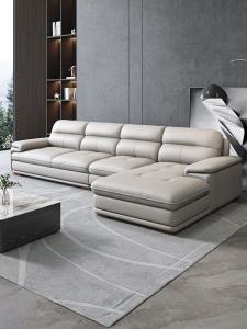 Genuine Leather Sofa from Foshan Guangdong Modern Simple Style Living Room L-Shaped Combination with Top Layer Cowhide And Feifei Position
