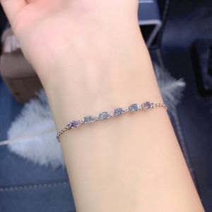 Vòng Tay Alexandrite Tự Nhiên Dây Bạc 925 Trang Sức Charm Dành Cho Nữ Đá Tròn Cổ Điển Quà Tặng Đính Hôn