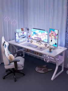 White Computer Desk Gaming Set Home Office Desk Single Person Study Desk Desktop Host Compatible Modern Simplicity Design