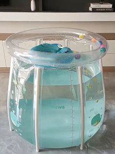Kid Swimming Bucket Household Inflatable Transparent Children Swimming Pool Thickened Folding Bath Bucket Baby Indoor Bathing