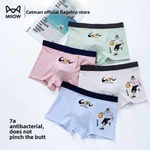 miiow | Pure Cotton Childrens Underwear 2025 Style Boys Mid-Waist Briefs Breathable Antibacterial High Elasticity Developmental Period Shorts