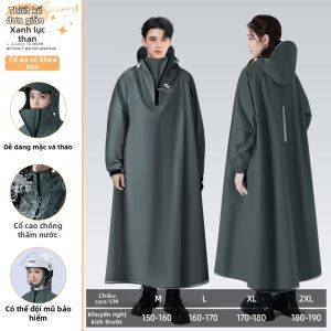 KeyRu | Áo Mưa Đơn( mặc 1 người) Chống Thấm Thời Trang Dài Phủ Toàn Thân Cao Cấp Thiết Kế Có Túi Phía Trước Cho Nam Nữ