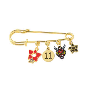 Bandai | TV Show Metal Enamel Brooch Eleven 011 Letter Pendant Lapel Pins for Bag Badge