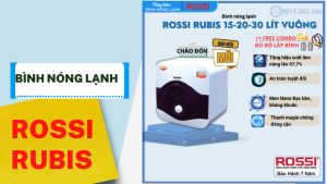 Bình nóng lạnh gián tiếp Rossi Rubis 15-20-30 LÍT VUÔNG - RR15-20-30 SQ bảo hành 07 năm toàn quốc