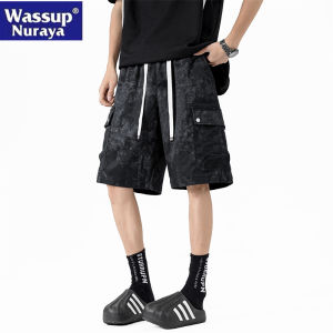 Quần Short Nam Thường Ngày Bằng Lụa Băng Phong Cách Đường Phố Mỹ in Họa Tiết Nhuộm Màu Mùa Hè Quần Áo Bảo Hộ Lao Động Quần Short