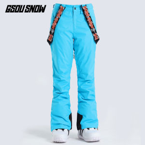 Gsousnow Suspender Ski Pants Womens Outdoor Sports Waterproof Thickened Winter Heattech Single and Double Board Cotton Pants Tactical Pants