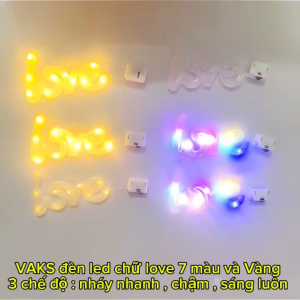 1 cái Đèn led chữ LOVE nhiều màu có sẵn pin trong đèn : 3 chế độ nhấp nháy nhanh nháy chậmluôn sáng decor trang trí