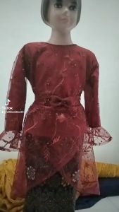 Setelan Brukat Kebaya Mutiara Anak Rok Tunik Silang usia 9 sampai 10 tahun