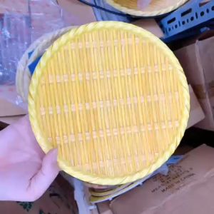Dĩa nhựa mẹt tròn giả mây tre nhiều size dĩa đựng bún đậu