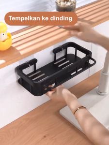 Rak Kamar Mandi Stainless Hitam Dinding Rak Sabun Kamar Mandi Rak Piring Dapur Stainless Steel Penyimpanan  Rak Pengering Piring  Rak Mangkuk Piring Rak Bumbu Dapur Dipasang Tanpa Harus Dilubangin Dibagian