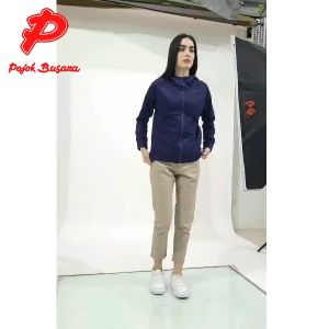 Pojok Busana Celana Panjang Smart Chino Wanita Premium Stretch - Celana Panjang Kerja Kasual Ankle Cewe - Women Chinos Zipper Pants Hitam Cream Khaky Abu Mocca