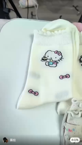 Set 5 Đôi Tất Hoạ Tiết Mèo Cổ Cao Phong Cách Hàn Co Giãn Dễ Thương