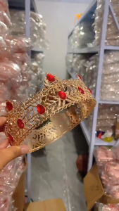 Luxury Golden Crown Queen King Bridal Pageant Wedding Birthday Prom Headpieces with Rhinestones