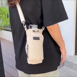 Insulated Water Bottle Bag with Adjustable Strap – Crossbody Thermos Holder Multi-Compartment Outdoor Travel Sling