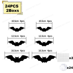 Halloween LED Bats Spider Decor Glow in Dark 3D Wall Stickers Purple/Green Lights for Indoor Outdoor Halloween Party Scares