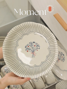 Premium French Style New Ceramic Dinnerware Set Household Bowls Plates Dishes Rice Soup Bowl Plate High Temperature Underglaze Tableware High Aesthetic Perfect Housewarming Gift