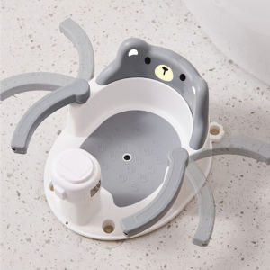 Orzbow Baby Shower Seat Newborn Shower Basin Seat with Suction Cup Anti Slip Bath Bench Give Toy