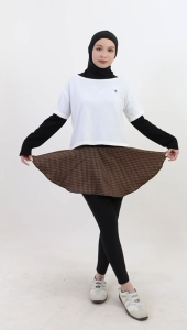 Hitjab - Legging Rok Houndstooth Hidden Inner Pocket Olahraga Tennis Padel Gym Running Yoga Pilates 0069