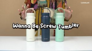 LocknLock Wanna Be Screw Tumbler Carry Handle 450ml LHC4246 - Stainless Steel 316, Jaga Suhu Minuman (+- 10 jam) - Material Tahan Korosi (SKU : LHC4246)