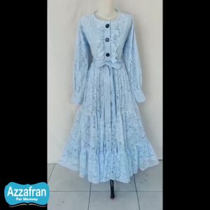 Gamis Alinea | Baju Brokat Anak Perempuan & Dewasa | Seragam Lebaran Brukat Premium Terbaru Azzafran