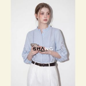 SHANGSHA | Autumn Chic Unique Design French Style South French Holiday Lace Embroidered Shirt
