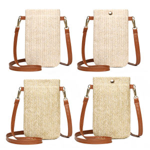 Chic Womens Mini Straw Crossbody Bag with Woven Design Perfect for Beach and Summer Events
