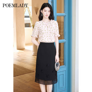 POEMLADY | Dotted Short Sleeve Stylish Bow Office Shirt