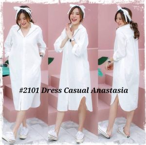 ECLAIRE 04B Dress Midi Tunik Casual Kasual Basic Polos Korea Modis Timeless (FREE BELT BAHAN) 2101