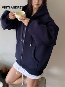 Oversized Navy Blue Fleece Lined Hoodie Ladys