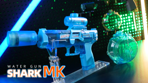 Pistol air listrik lampu berkedip kontinu berkecepatan tinggi untuk anak-anak di luar ruangan mainan air dengan lampu nyala rebound hadiah