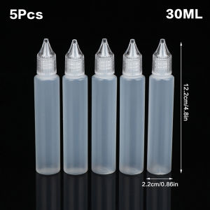 HNKMP | 【5Pcs Plastic Empty Refillable Dropper Liquid Bottles 10/15/30/50ml Bottle Pen Shape For Ink Essential Oil Pigment】
