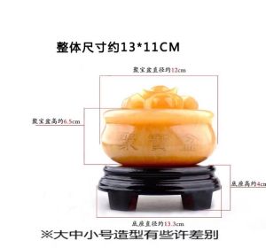 Natural Yellow Jadeite Wealth Attraction Bowl Decorative Ornaments Living Room Entrance Decorations Chinese Style Stone Sculpture