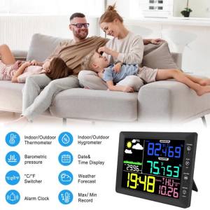 Trạm Thời Tiết Không Dây Với Cảm Biến Ngoài Trời Màn Hình Màu 8.3 Nhiệt Kế Ẩm Kế Kỹ Thuật Số 3 Trong 1 Cho Nhà Cửa Và Vườn.