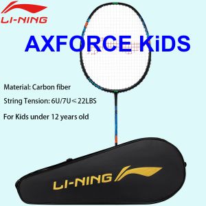 Li Ning Official Store 100% Original Axforce KIDS Badminton Rackets Offensive Racquet Single Shot with strings and bag AYPT303
