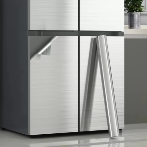 Premium Brushed Silver Stainless Steel PVC Vinyl Waterproof & Oil-Proof Removable Wallpaper Film for Kitchen & Elevator Decor