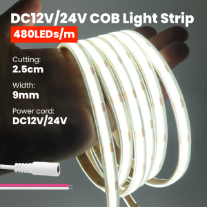 IP67 Waterproof COB LED Strip Light DC12V 24V 480LEDs/M Flexible Ribbon Tape Warm Natural Cold White High Density Linear Light